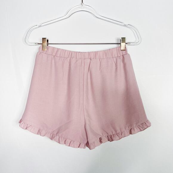 Cloud Ten Pink Lilac Off The Shoulder Top & Ruffled Shorts 2 Piece Set Small S - Picture 9 of 13